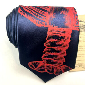 Cyberoptix Tie Lab Mens Tie Polyester Fancy Lobster Bib Blue Rust Necktie NWT